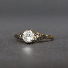 Load image into Gallery viewer, Antique diamond (0.6ct) solitaire ring in platinum &amp; 18ct gold

