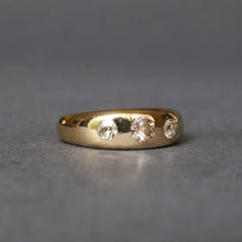 Load image into Gallery viewer, Antique three stone old cut diamond (0.4ct) ring in 18ct gold
