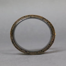 Load image into Gallery viewer, Antique Victorian pique bangle with Greek key &amp; star motif in gold
