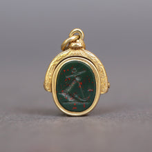 Load image into Gallery viewer, Antique intaglio spinner fob with anchor  arm crest in 18ct gold
