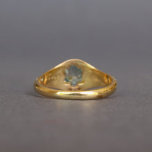 Load image into Gallery viewer, Antique Victorian era enamel ring with blue topaz (0.6ct) in 18ct gold
