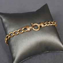 Load image into Gallery viewer, Vintage curb link bracelet with gilt links and 9ct gold life buoy clasp. Large size.
