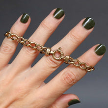 Load image into Gallery viewer, Vintage curb link bracelet with gilt links and 9ct gold life buoy clasp. Large size.
