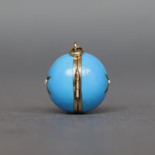 Load image into Gallery viewer, Antique blue enamel ball locket with star in 14ct yellow gold
