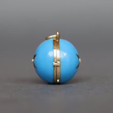 Load image into Gallery viewer, Antique blue enamel ball locket with star in 14ct yellow gold

