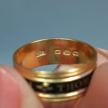 Load image into Gallery viewer, Antique Georgian era mourning ring with black enamel in 18ct gold

