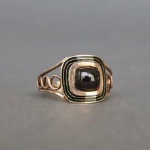Load image into Gallery viewer, Antique Georgian era garnet ring with enamel in 9ct gold
