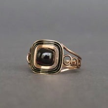 Load image into Gallery viewer, Antique Georgian era garnet ring with enamel in 9ct gold
