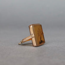 Load image into Gallery viewer, Vintage mid-century dendritic agate spinner pendant in vermeil
