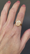 Load and play video in Gallery viewer, Vintage antique signet ring with oval shaped face and monogram of initials LP in 18ct yellow gold. Initial ring. Letter ring. LP monogram.
