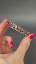 Load and play video in Gallery viewer, Antique ruby &amp; diamond checkerboard bangle in 9ct gold

