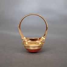 Load image into Gallery viewer, Vintage 1970s era coral cabochon cocktail ring in 18ct gold
