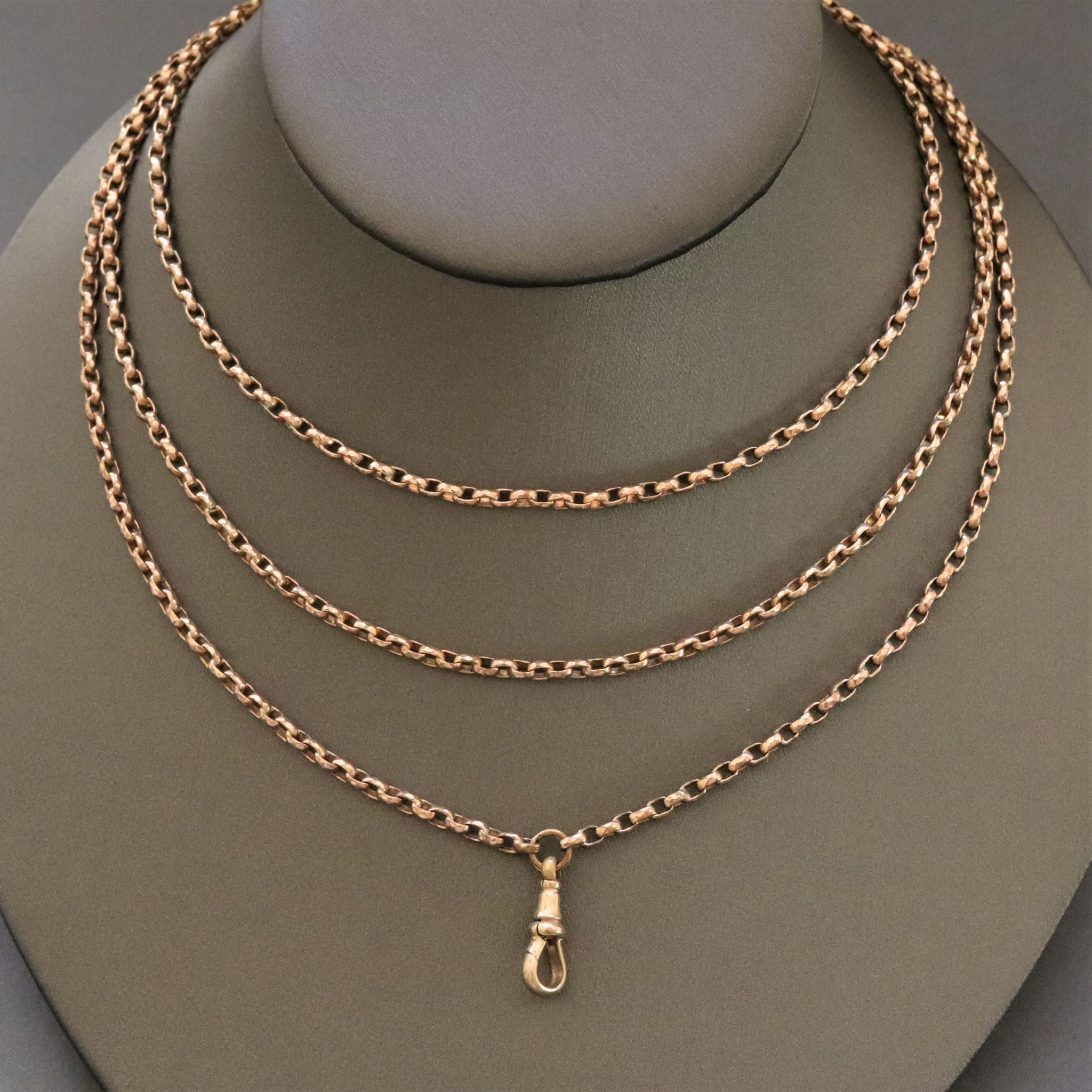 Antique Victorian era pinchbeck chain with oval links - 51 inches ...